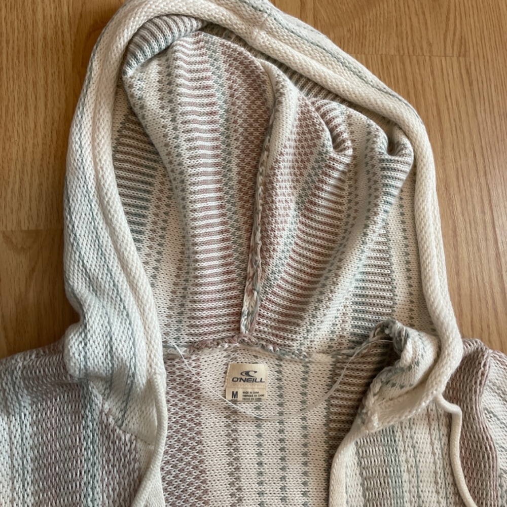 Women’s O’Neill Cable Knit V-Neck Long Sleeve Hooded Top / Hoodie / Sweater S-M - Picture 6 of 7